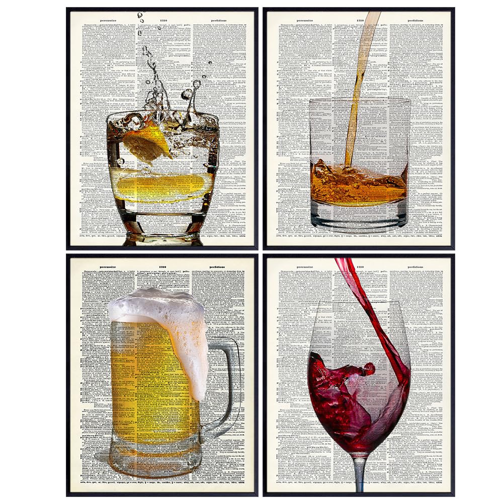 Man cave Decor Bar Decor LARGE 11x14 - Bar Wall Decor - Whiskey Cocktail Wall Decor for Men - Bar Wall Decor - Wall Art for Men - Wine Wall Decor - Beer Wall Decor - Vintage Photos for Game Room Decor