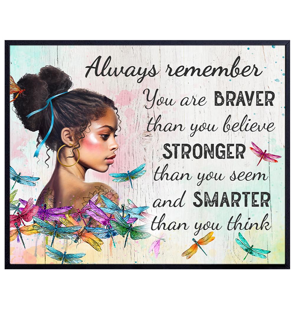 Always Remember Inspirational Wall Decor for Women - Farmhouse Style Boho Wall Art for Black women, Black Girl, African Americans - Black Empowerment Motivational quotes - Cute positive Affirmation