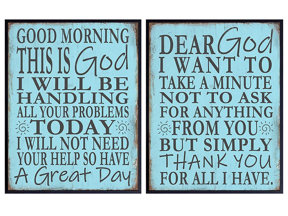 Spiritual God Wall Decor - Religious Gifts for Women - Catholic Gifts for Women - Christian Wall Art - Church Decorations - Inspirational Positive Quotes - Blue Wall Decor - Grateful Wall Art Unframed