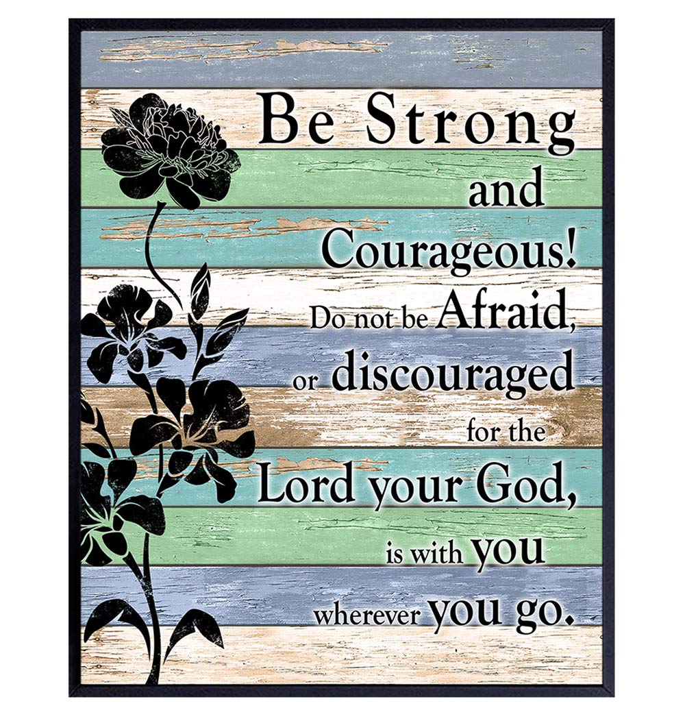 Joshua 1 9 Picture Print - Be Strong and Courageous Wall Art - Bible Verse Wall Art - Religious Gifts for Women - Catholic Christian Wall Decor - Holy Scriptures - Church Decorations - God Wall Art