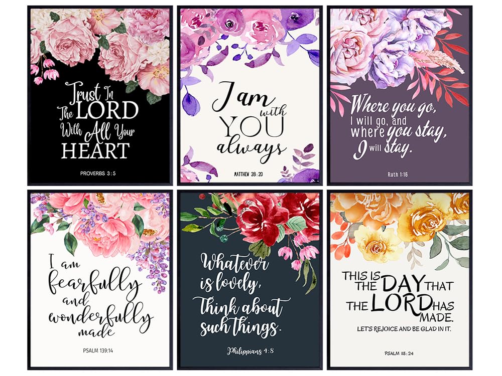 Christian Wall Art Set - Bible Verse Quotes Wall Decor for Women - positive Affirmations Scripture Wall Decor - inspiring Scripture Wall Art - Motivational Quotes Religious Wall Decor- Christian Gifts