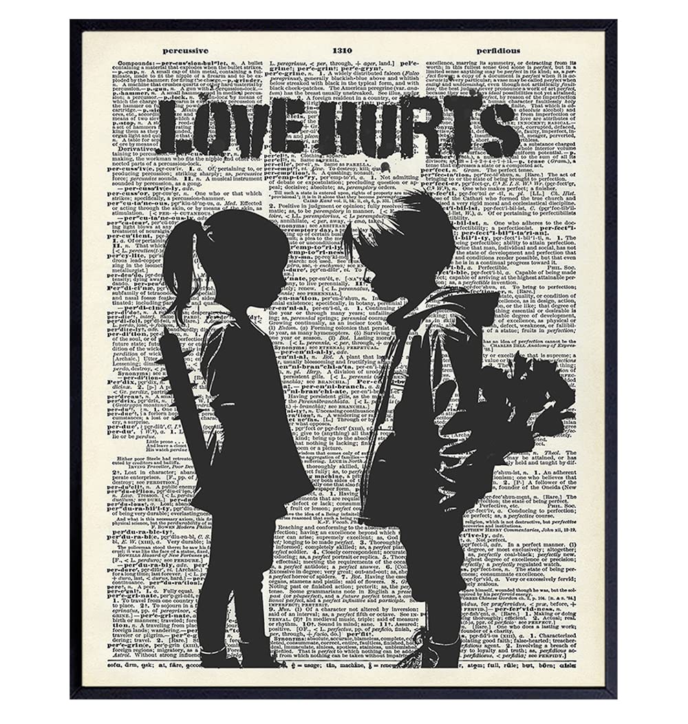 Graffiti Dictionary Art Print - Funny Vintage Upcycled Wall Art Poster - Modern Chic Home Decor - Gift for Mural and Street Art Fans - 8x10 Photo- Unframed - Love Hurts