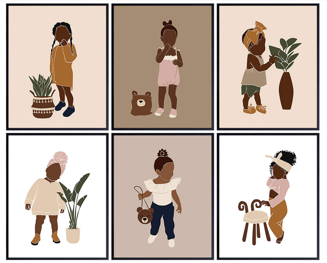 African American Baby Girl Room Decor - Black Girls Bedroom Decor - Baby Nursery Decor - Little Girls Bedroom Wall Art - Toddler Girls Bedroom - Baby Girl Room Decor - Black Girls Room - Boho Toddler