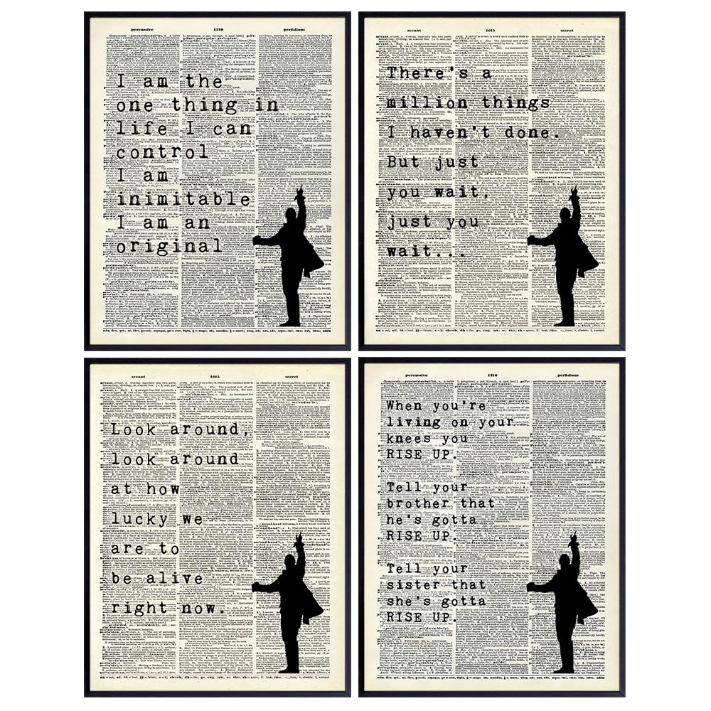Musical Motivational Merchandise Gifts - 8x10 Lyrics Wall Decor Poster Set - Inspirational Quotes Wall Art - Bedroom, Office, Living Room Decoration - 4-8x10 Unframed prints
