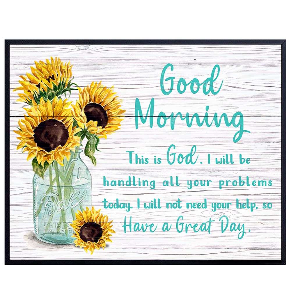 Religious Wall Decor - Christian Wall Art - God Wall Decor - Inspirational Quotes - Sunflower Wall Decor Sign - Sunflower Wall Art - Spiritual Wall Decor - Christian Gifts for Women - Catholic Gifts