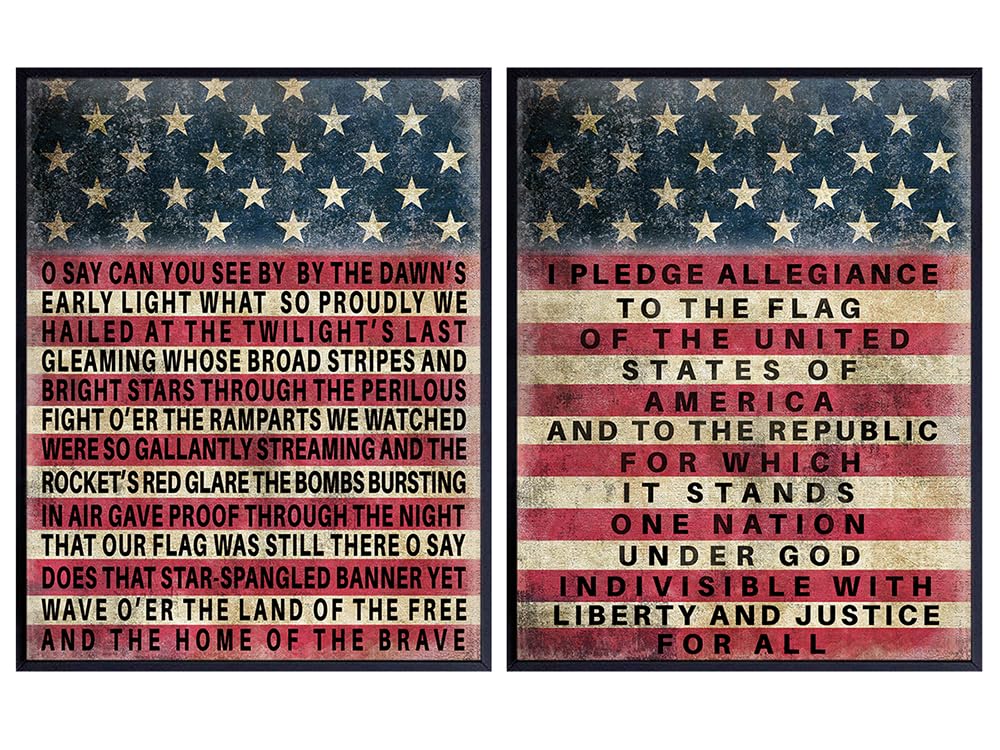 American Flag Wall Art 11x14 - Patriotic Wall Decor for Home, Office - American Art, Military Decor - United States Air force, Navy, Armed forces - Veteran Day Gift for Veteran - Patriotic Decor