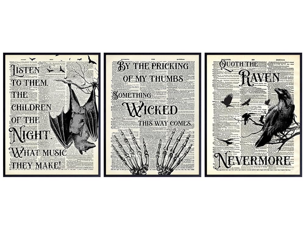 Edgar Allan Poe Gothic Raven Quotes 11x14 - Spooky Horror Poster, Witch Supplies, Black magic, Wicca Pagan Gift - Medieval Wall Art, Halloween Decorations, Creepy Print - Wiccan Gothic Home Decor