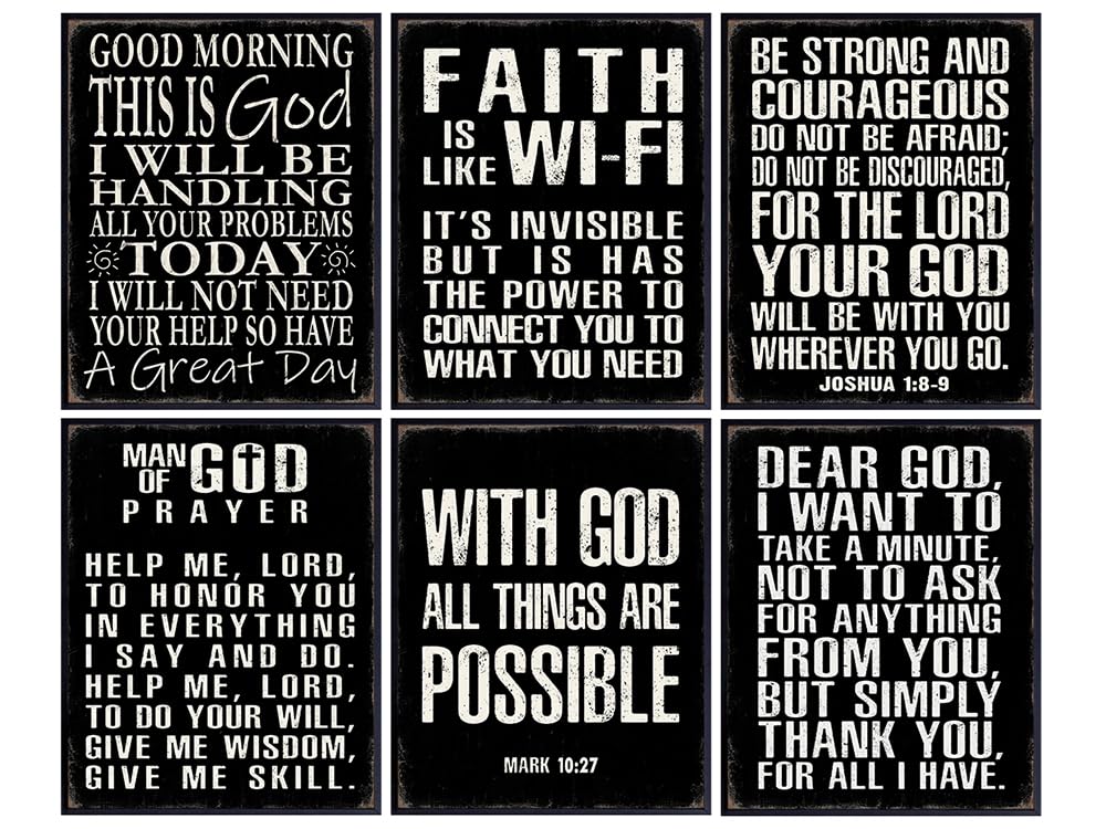 Motivational poster Religious Wall Decor - 8x10 Inspirational Quotes Christian Wall Art - Catholic Gifts - spiritual Wall Decor- Christian Gifts for Men - Positive Quotes - Home Office Man cave Decor