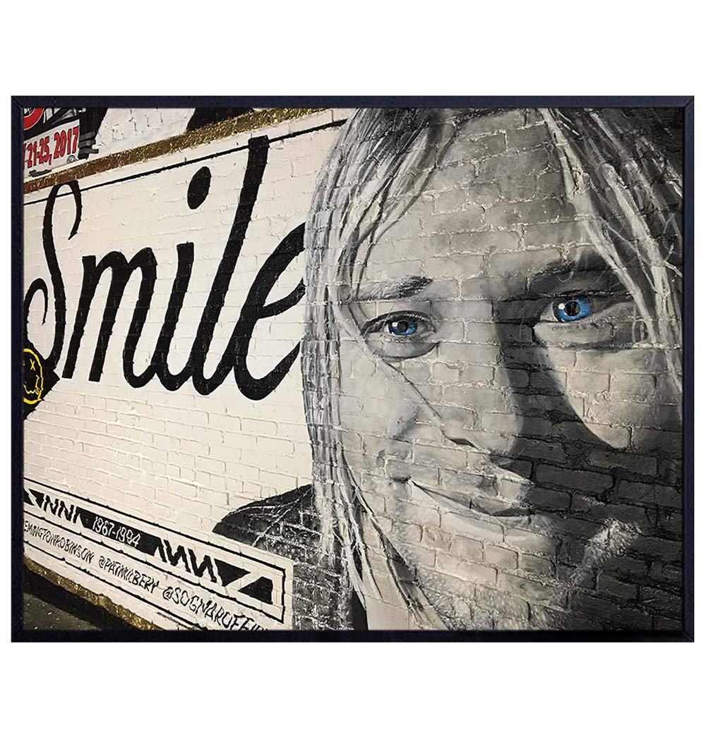 Cobain Graffiti Street Mural Art Print. Wall Art Poster - Unique Home Decor for Bedroom, Man Cave, Family or Living Room - Gift for Nirvana, 90&