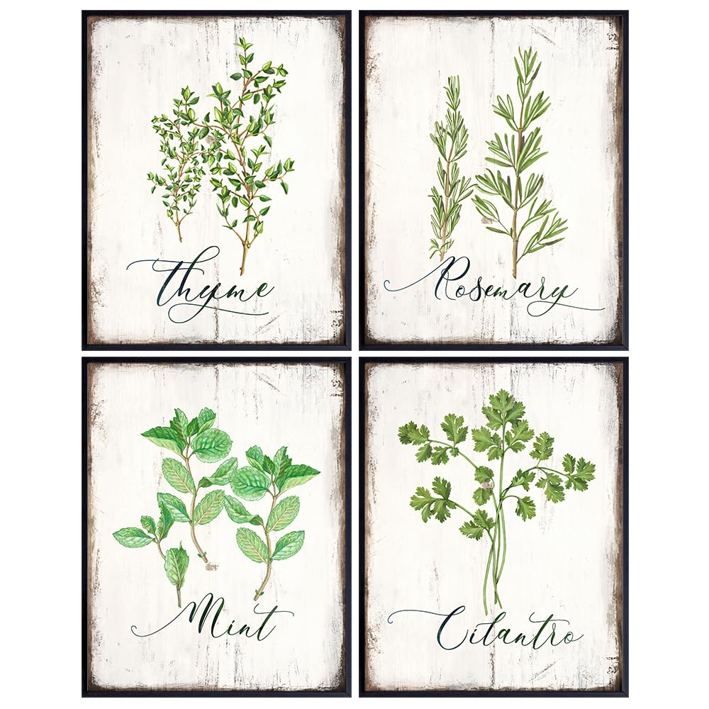 Boho Kitchen Wall Decor 11x14 - Botanical Wall Art - Herb Wall Art - Dining Room Decor for Women - Farmhouse Wall Art - Rustic Vintage Country Wall Decor - Shabby chic Wall Art - Cafe Wall Decor