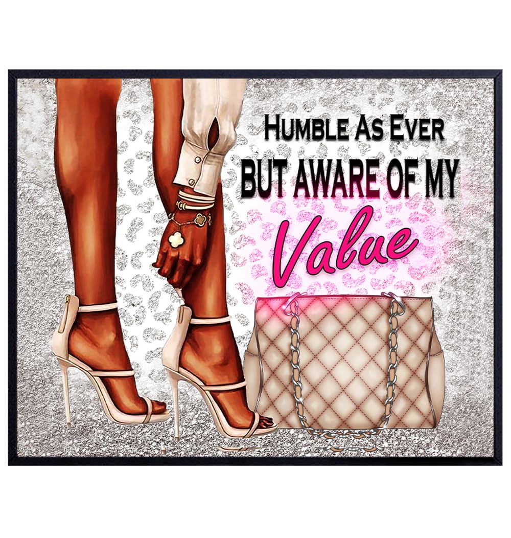 Glam African American Wall Art - Black women Home Office Decor - positive Quotes Wall Decor - Black Girl Motivational poster - Encouraging Inspirational quote - inspiring African American Art Print