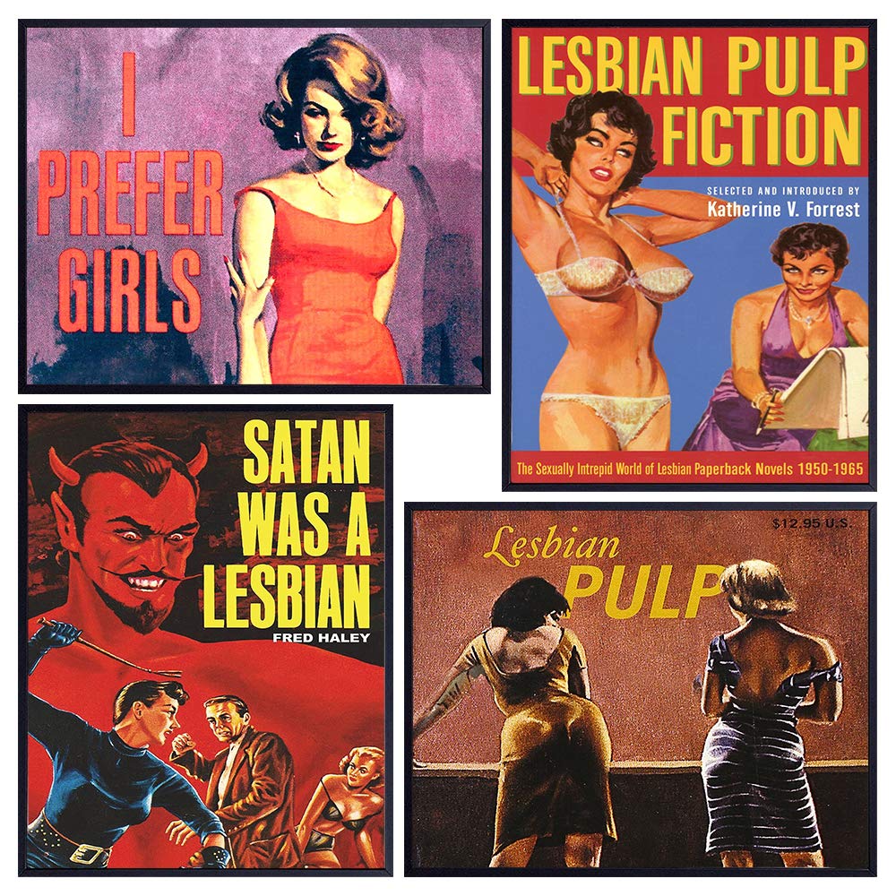 Lesbian Fiction Artwork Set - Lesbian Gifts for Girlfriend - Vintage Hollywood Movie Posters - Pictures for Gay, LGBTQ, Queer Women - Chic Home Decor - Retro Wall Art Prints - 8x10