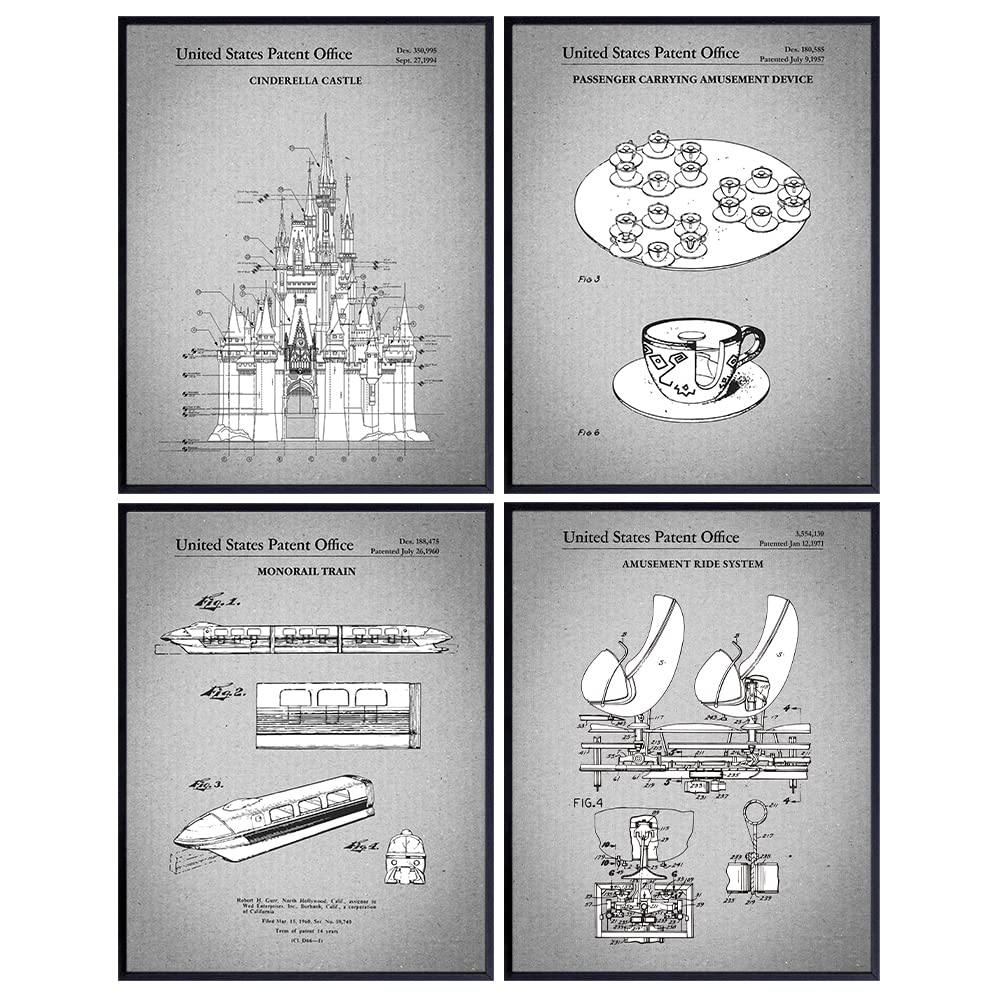 Original Rides Patent print - Vintage Wall Art Poster Set - Chic Home Decor for Boy, Girl, Teens, Child Room - Gift for Mickey Fans, 8x10 Photo Unframed