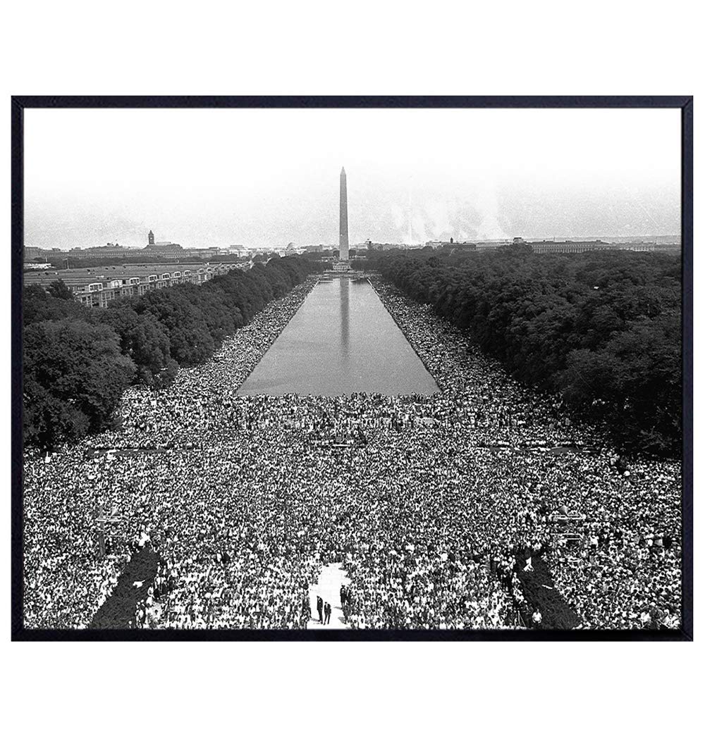 Civil Rights March on Washington Decor - Black Wall Art - African American History - Gift for Men, Women, Teachers, Classroom - Famous Vintage Picture Photograph Photo