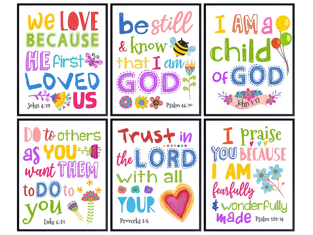 Bible Verse Wall Decor - Christian Wall Decor - Religious Wall Art - Scripture Wall Art - Psalms, Proverbs - Spiritual Inspirational Christian Gifts for Women - Girls Bedroom Decor - God Wall Decor