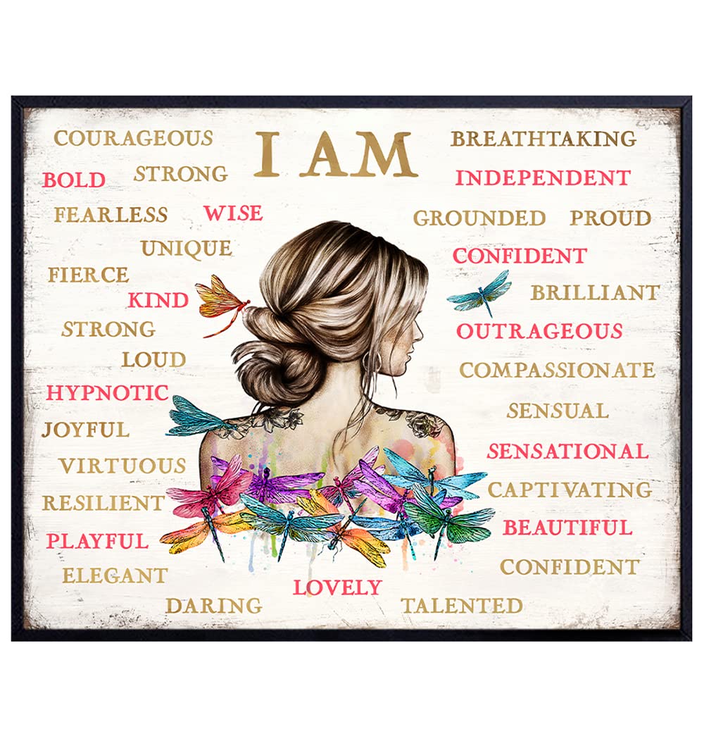 Motivational poster Boho-chic Wall Art &amp; Decor - I Am Bohemian Motivation Wall Decor - Inspiration Quotes Saying Quotation - Encouragement Gift for Woman - Positive Affirmations Encouraging Wall Decor