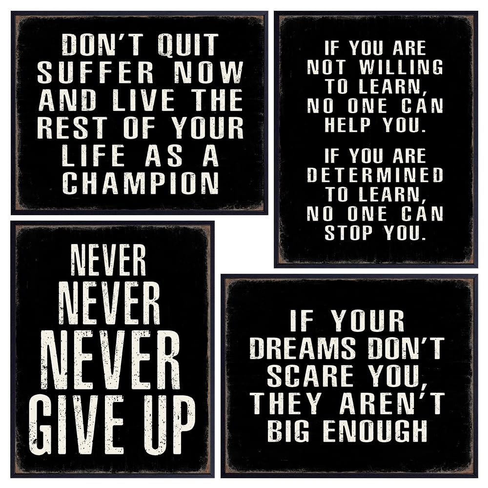 Wall Decor for Men Motivational poster Set - Small Home Office Decor Motivational Wall Decor - Inspirational quote Wall Art &amp; Decor - positive Quotes Wall Decor Posters for Men - Man cave Decor Gift