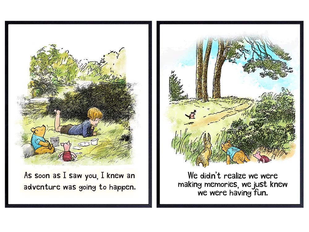 Quotes Wall Art &amp; Decor - Gift for Women - Nursery Wall Art - Baby Shower Gifts - Toddler Baby Girls Room Little Boys Kids Bedroom - Vintage Christopher Robin Piglet UNFRAMED