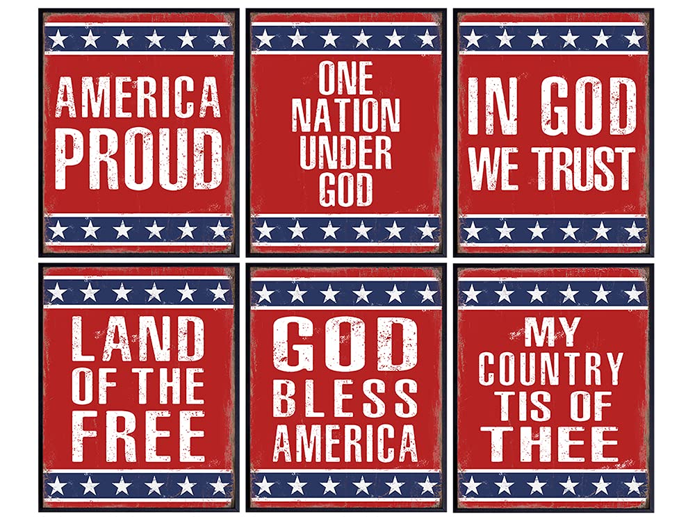 Patriotic Decorations - God Bless America Sign - In God We Trust - American Flag Wall Decor - Christian Wall Decor - American Wall Decor - USA Wall Art - Religious Gifts - Patriotic Wall Decor