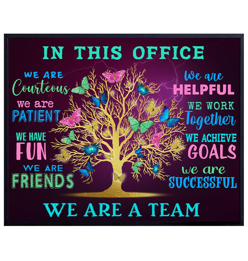 Office Wall Art &amp; Decor - Teamwork Wall Art - Inspirational Quotes Wall Art - Motivational poster - Positive Quotes Wall Decor - Home Office Decor - In This Office - Yellowbird Art &amp; Design