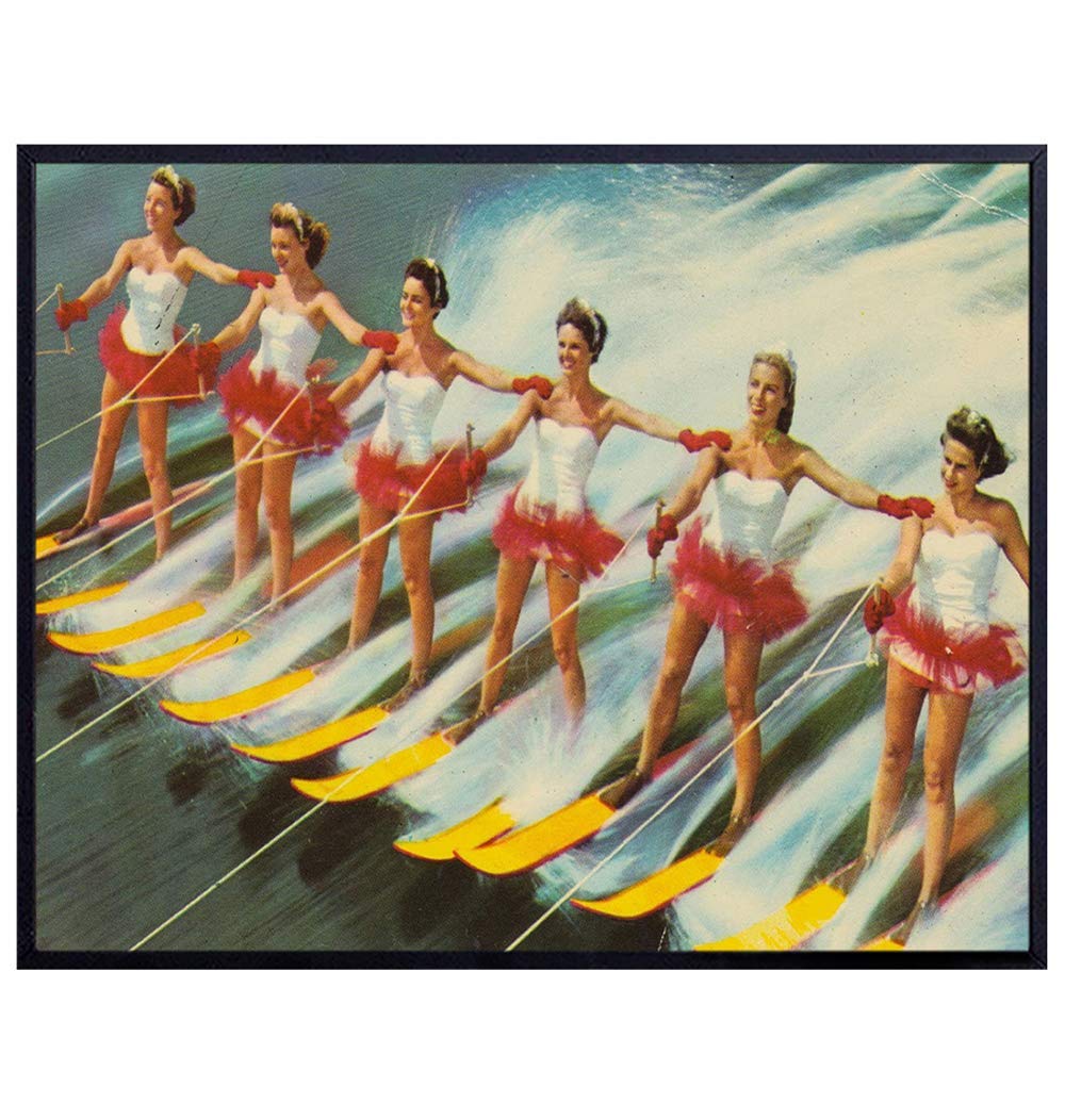 Vintage Water Ski Wall Art Print - Florida Wall Decor - Florida Gifts for Water Ski Fans - Water Skiing Decor - Unique Vintage Retro Waterski Poster - Florida Gifts - Lake House Home Decor