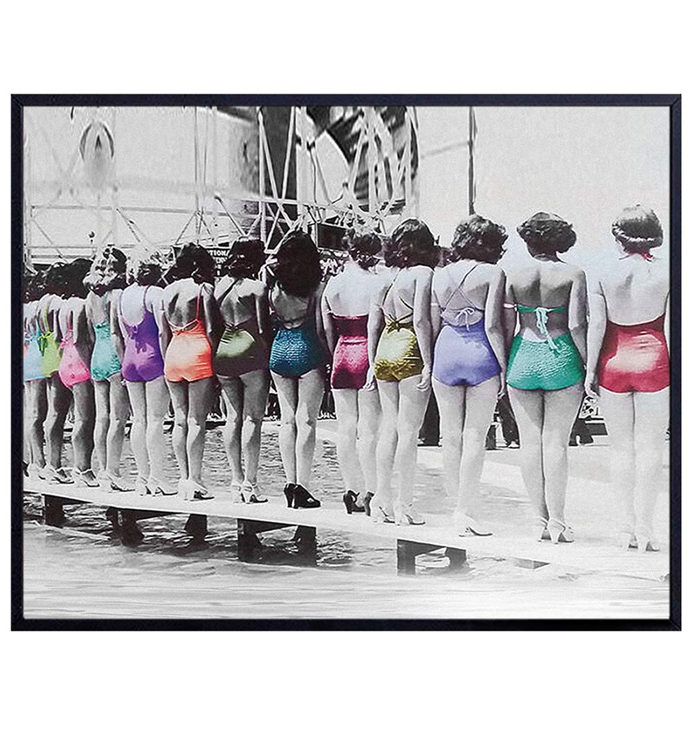Vintage Beach Photo Wall Art - 8x10 Beauty Contest Picture, Home Decor Photograph - Unframed room Decoration Poster Print