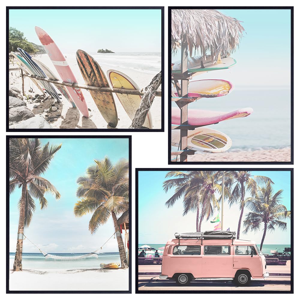 Tropical Palm Trees Beach Art LARGE 11x14 - Coastal Wall Art for Beach house, Lake House, Ocean Home Decor - nautical, Bedroom, Living Room, Office Wall Decor - Gift for Surfer - Ocean Photo Set