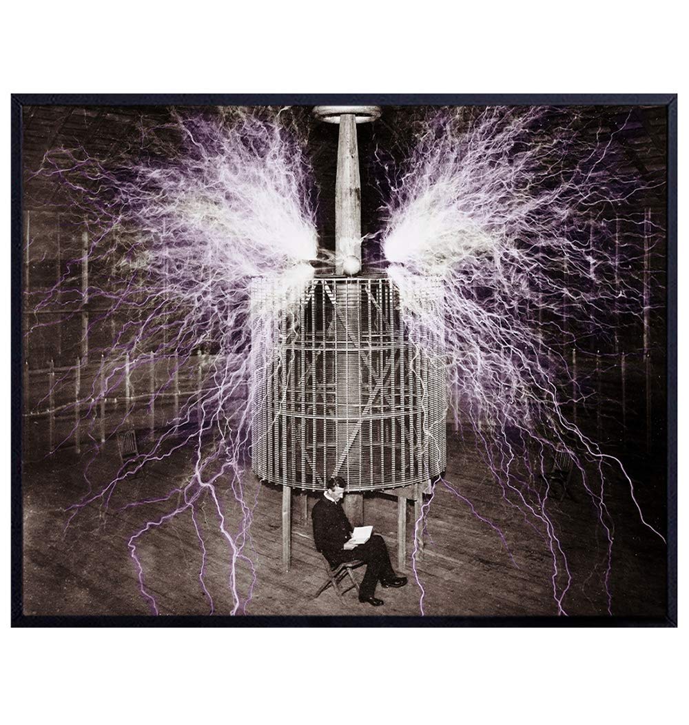 Nikola Tesla Poster Print - 8X10 Wall Art Home Decor Vintage Photo - Unique Gift For Electrical Engineers, Science Fan, Scientist, Electrician
