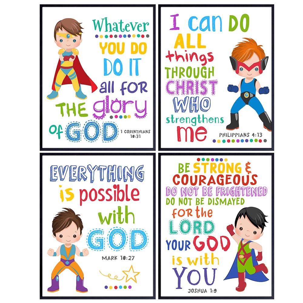 Jesus Christ Inspirational Wall Art LARGE 11x14 - Christian Gifts for Kids - Jesus Love Me Scripture Wall Decor for Boys - Bible Verse Wall Art - God Wall Decor - Religious Wall Art for Boy Bedroom