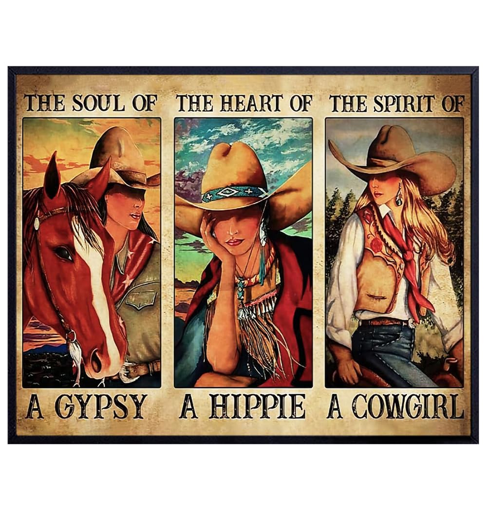 Inspiration Western Wall Decor for Women - Horse Wall Art &amp; Decor - Rustic Farmhouse Wall Decor - Hippie Boho-chic Country Decor - Barn Wall Decor - Boho Living room Decor for Women Woman Girl Cowgirl