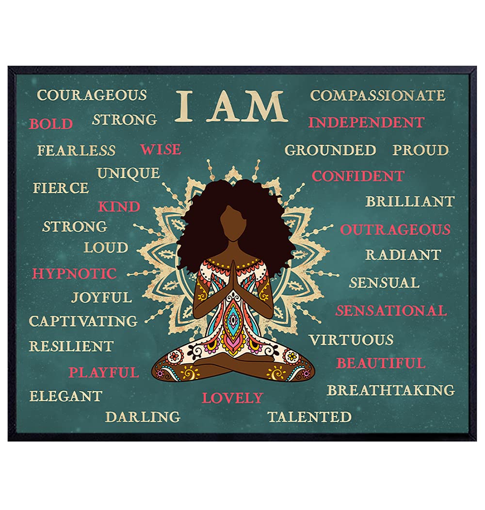 African American Wall Decor - Motivational Wall Art Posters - Black Wall Art - Inspirational Quotes - Encouragement Gifts for Women - Uplifting Gifts for Women - Yoga Wall Art - Positive Affirmations