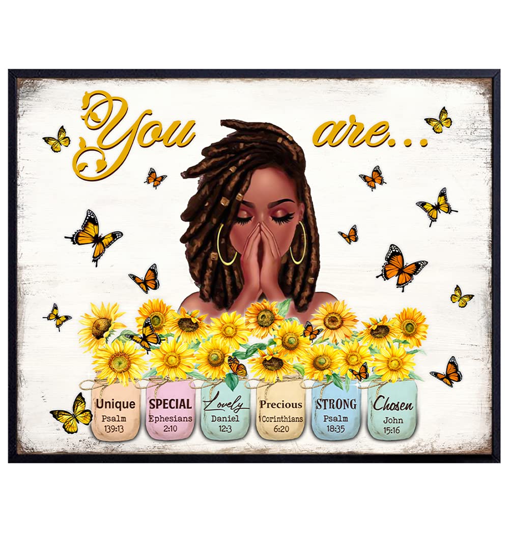 Faith God African American Wall Art Poster - Black Art - Christian Wall Decor- Black Girl Magic - spiritual Religious Wall Decor - Inspiration Christian Gifts for Women, African Americans, Black women
