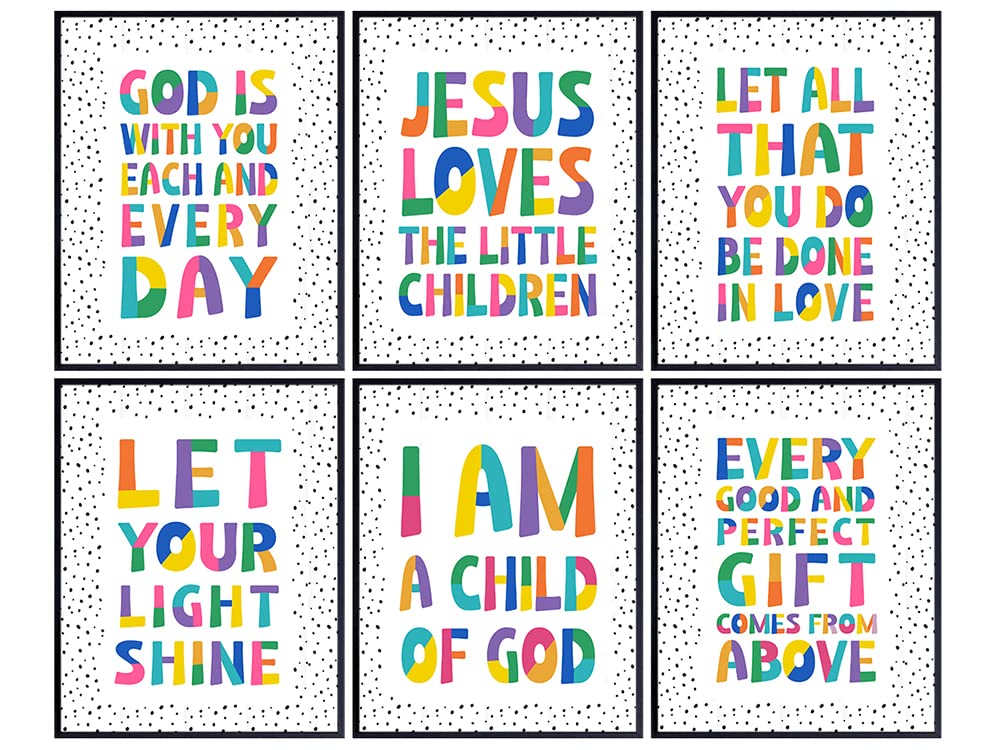 Children Religion Christianity Wall Art - Baby shower Gift for Girls Boys Bedroom Nursery Decor Set - Faith God Scripture Bible Quotes decoration Inspiration Saying - Jesus Religious Wall Decor Poster