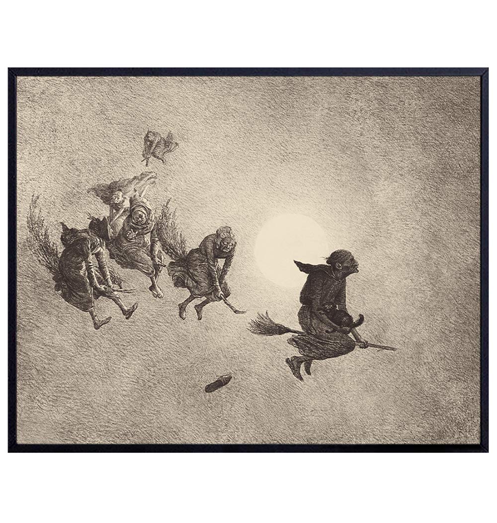 Wicca, Witchcraft Decor - Witch Coven Decorations - Witches Wall Decor - Gothic Wall Art - Goth Pagan Gifts - Paganism Wiccan Supplies - Medieval Decor - Black Magic Decor - Goth Room Decor - Unframed