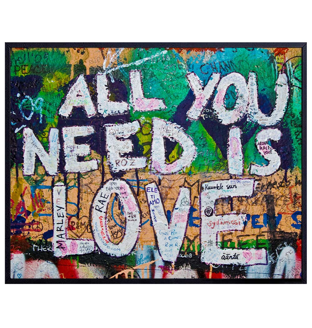 Love Graffiti Art Print - Street Mural Wall Art Poster - Unique Decor for Home or Office- Makes a Great Inexpensive Gift for Women, Men, Teens - 8x10 Photo Unframed