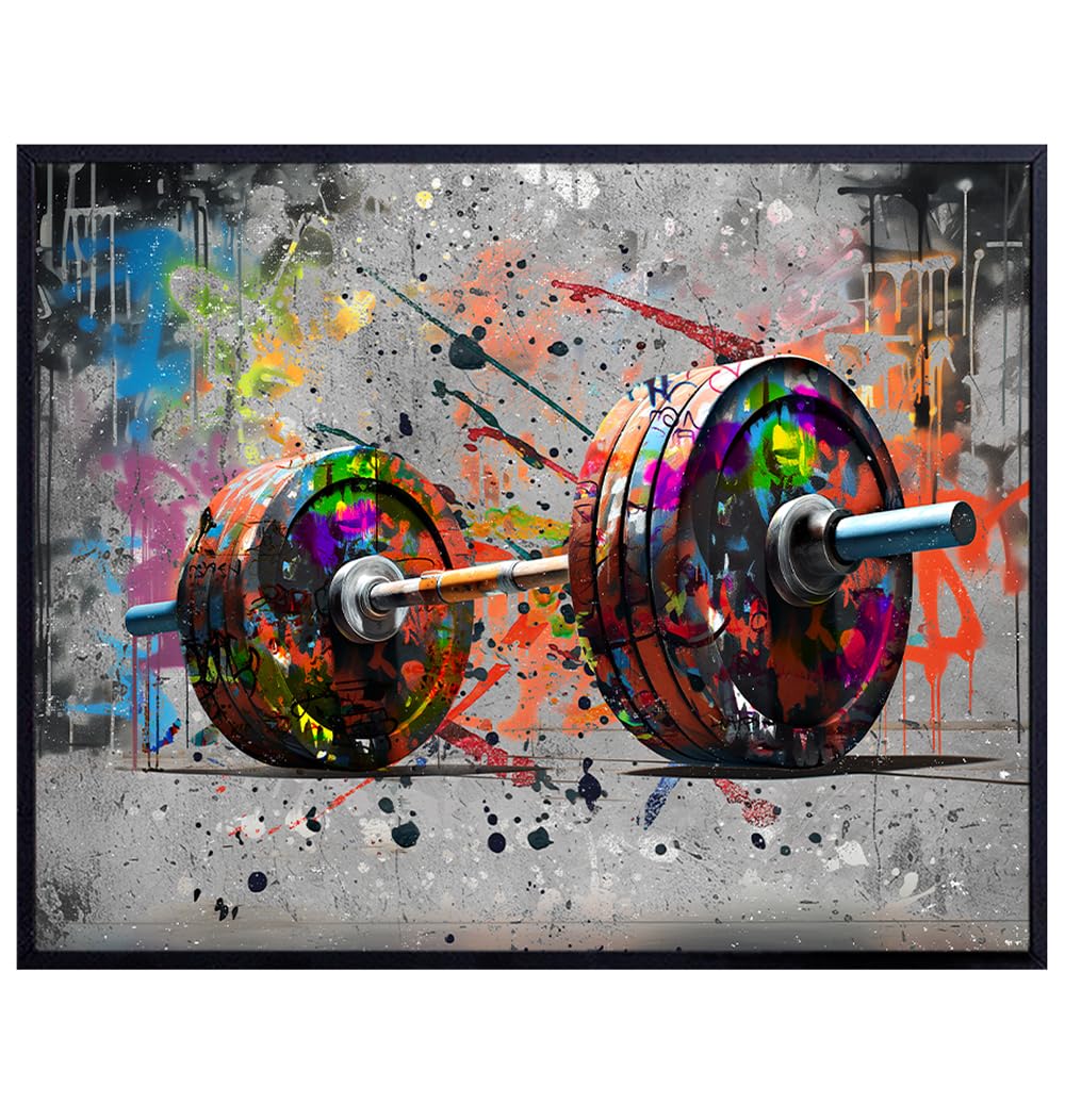 Home Gym Decor for Men - Graffiti Masculine Home Decor, Man cave Accessories - Gifts for Him - Garage Wall Decor - Manly Wall Decor - Funky Motivational Wall Decor, Urban Home Decor - Cool Wall Decor