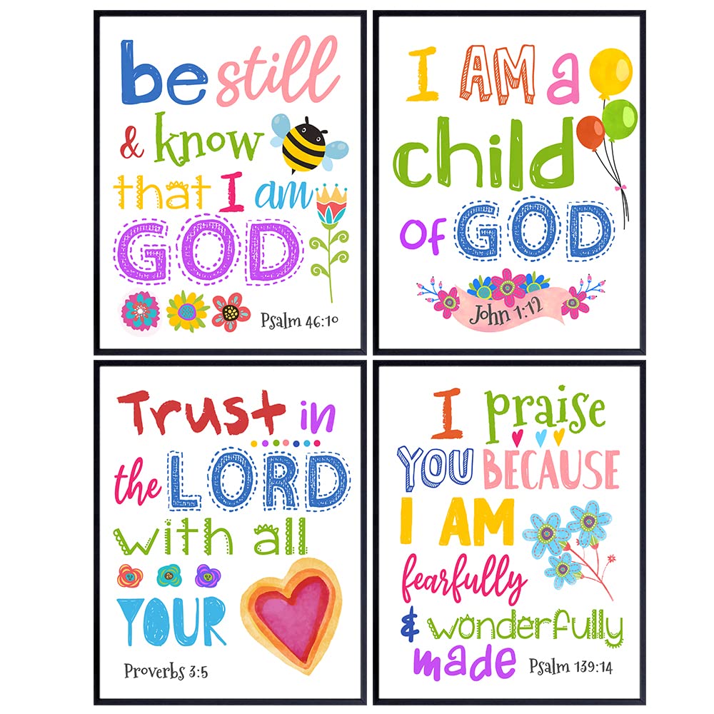 Christian Religious Wall Art &amp; Decor - LARGE 11X14 - Scripture Bible Verses - Psalms, Proverbs - Spiritual Inspirational Catholic Gifts for Women - Boys Girls Bedroom Decor - Kids Room - Nursery Decor