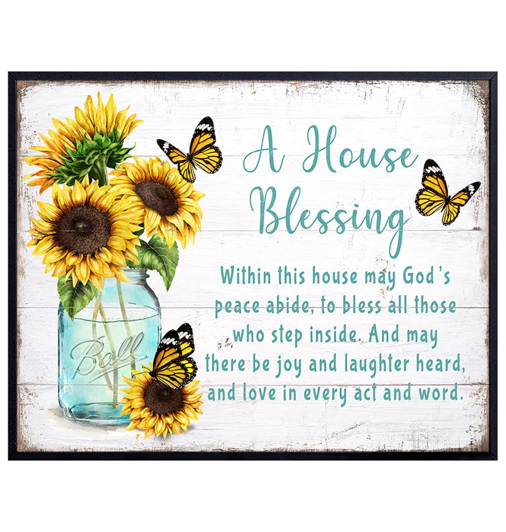 inspiring Christian Wall Decor LARGE 11x14 - Jesus Christ Blessed Sign - Bible Verse Wall Decor - Christian Gifts for Women - Blessed Wall Decor - Christian Wall Art - Bible Verse Wall Art - Unframed