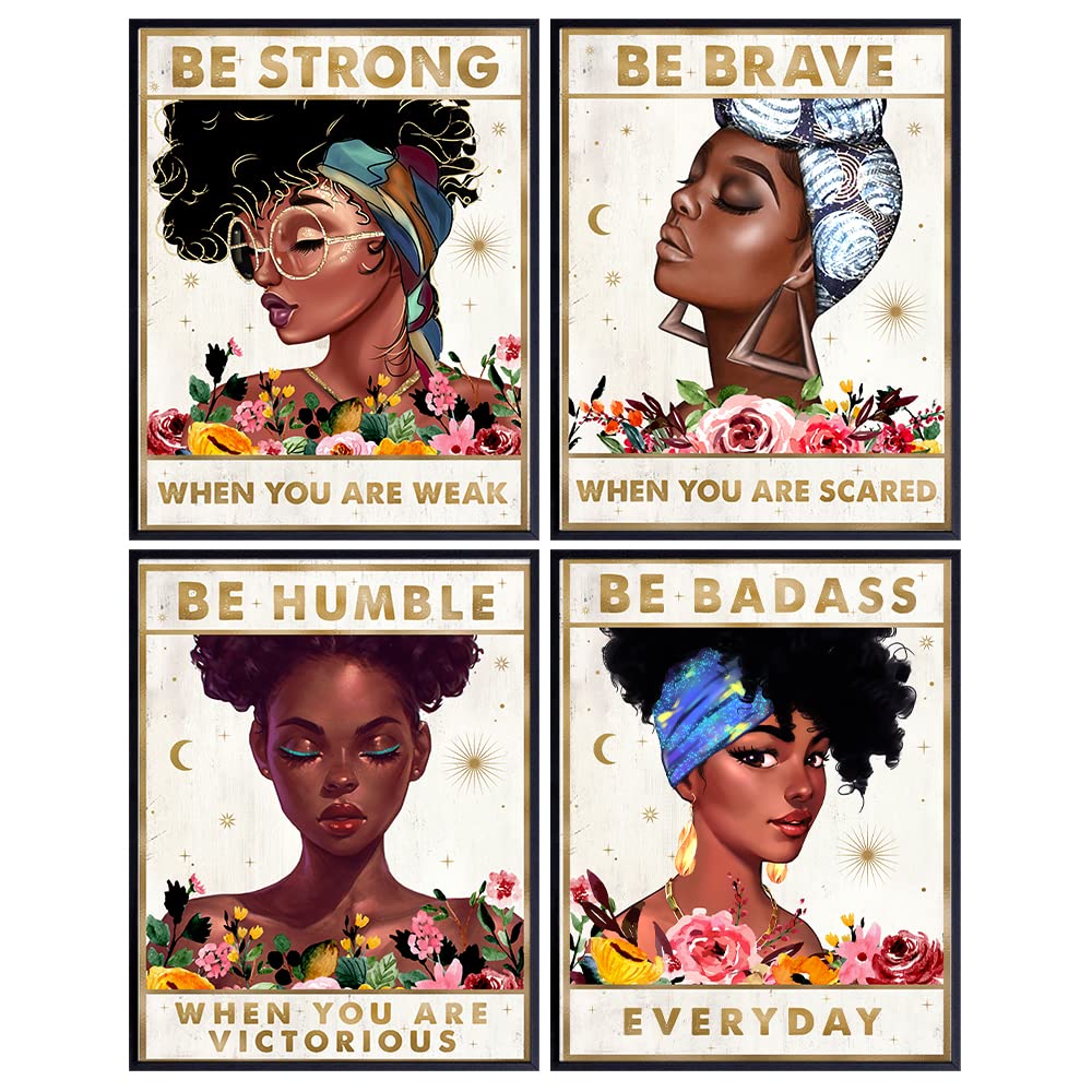 African Americans Black women Wall Art - Be Strong Motivational poster - Positive Quotes Saying - Black Art - Motivational Wall Decor - Inspirational Gift - Encouraging Wall Decor - Black Girl Magic