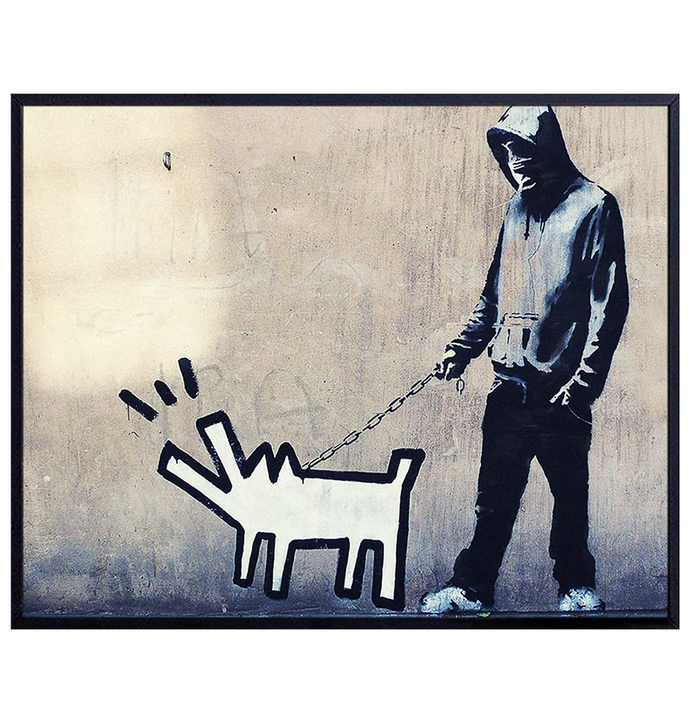 Banksy Graffiti Wall Decor Picture - Modern 8x10 Urban Mural for Home, Apartment, Bedroom, Living Room, Office, Man Cave - Gift for Teens, Street Art Fans - Contemporary Poster Print