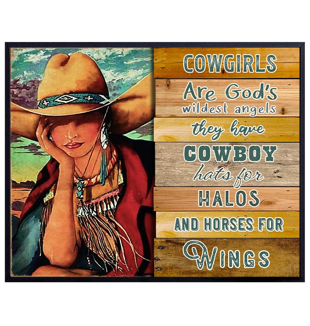 Western Wall Decor for Women - Boho-chic Country Decor - Cowgirl Wall Art Christian Gifts - Farmhouse Wall Decor for Teen Girls - Cute Horse Wall Art for Rustic Bathroom Decor - Religious Wall Art