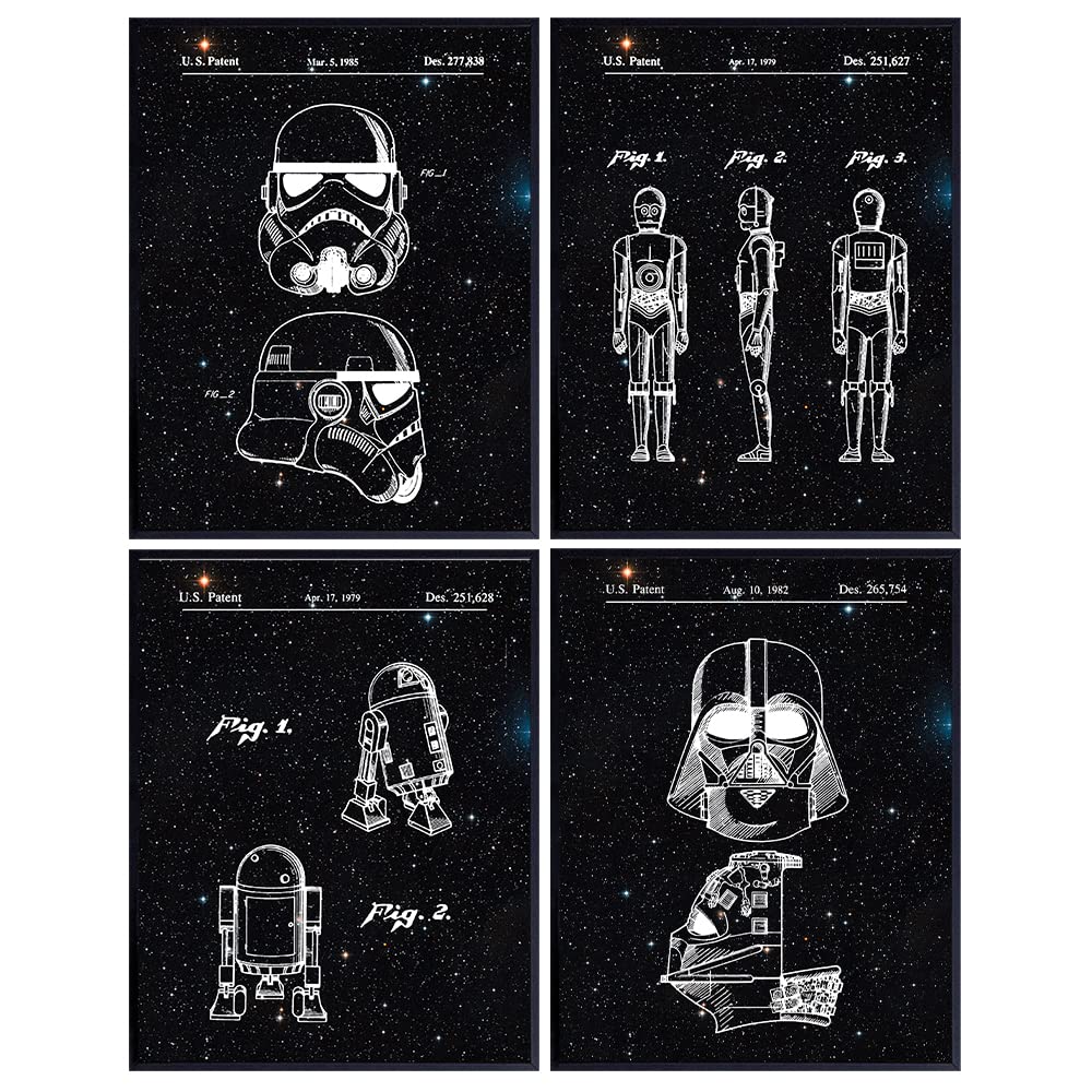 Patent Prints Set - 8x10 Decor, Poster Set - Gift for Space Fans - Unframed Wall Art for Boys Bedroom, Kids Room Unframed