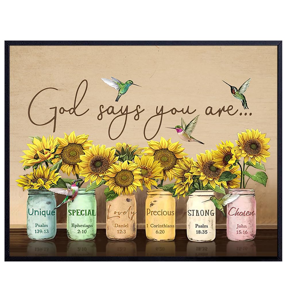 Christian affirmation Wall Art LARGE 11x14 - Inspirational Bible Verse - Religious Decor for Women - positive Quote Scripture Wall Decor - Catholic Gifts - Motivational Wall Art - Womens Encouragement