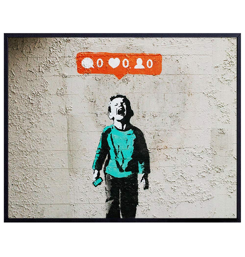Banksy Crying Child Graffiti 8x10 Wall Decor Picture - Modern Art Decoration Poster for Home, Apartment, Office, Dorm, Living Room, Bedroom, Bathroom - Gift for Contemporary Urban Street Mural Fans
