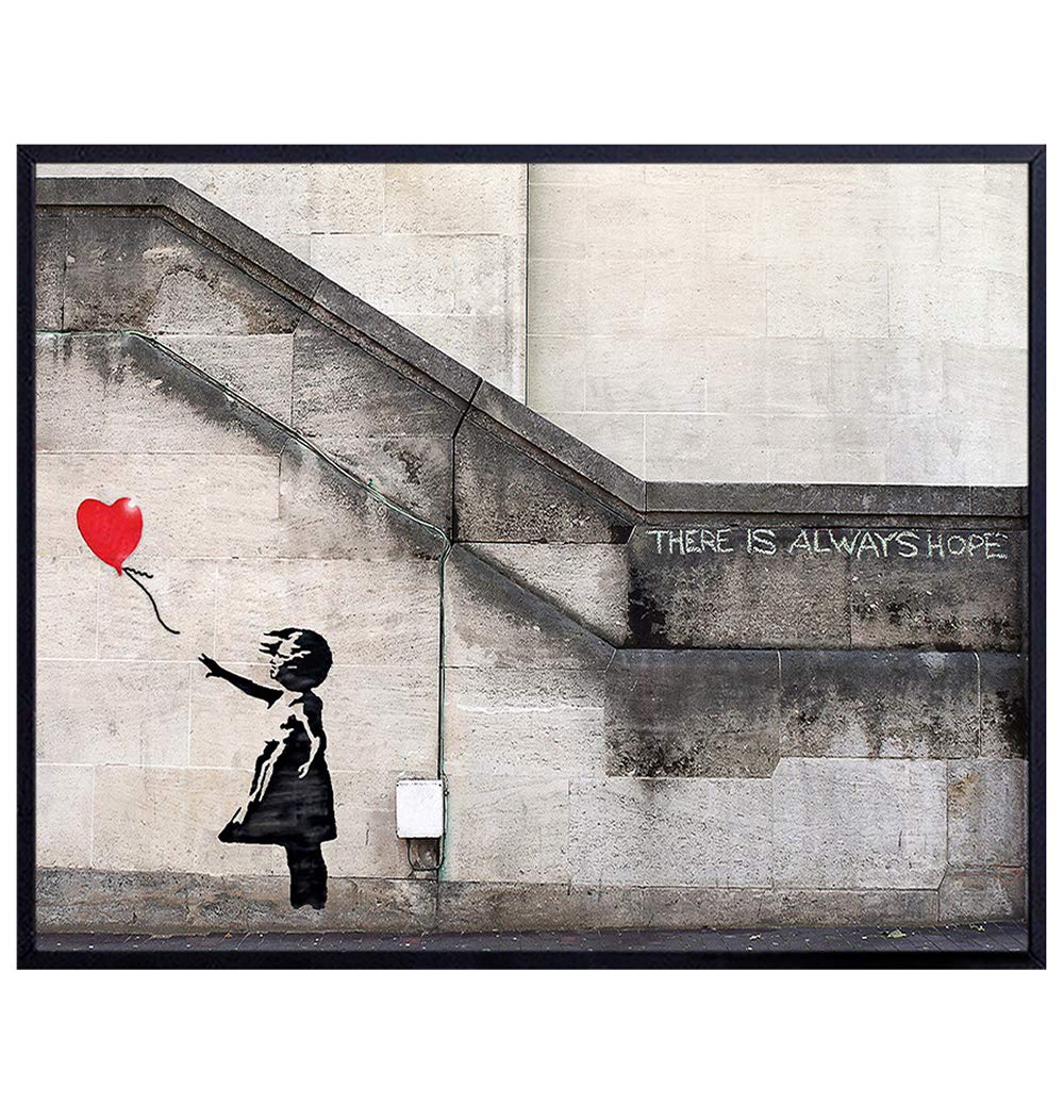 Banksy Urban Street Graffiti 8x10 Home Decor Poster Print - Wall, Office or Apartment Decoration for Living Room, Bedroom, Dorm - Gift for Girls, Women, Teens, Contemporary Modern Art Fans