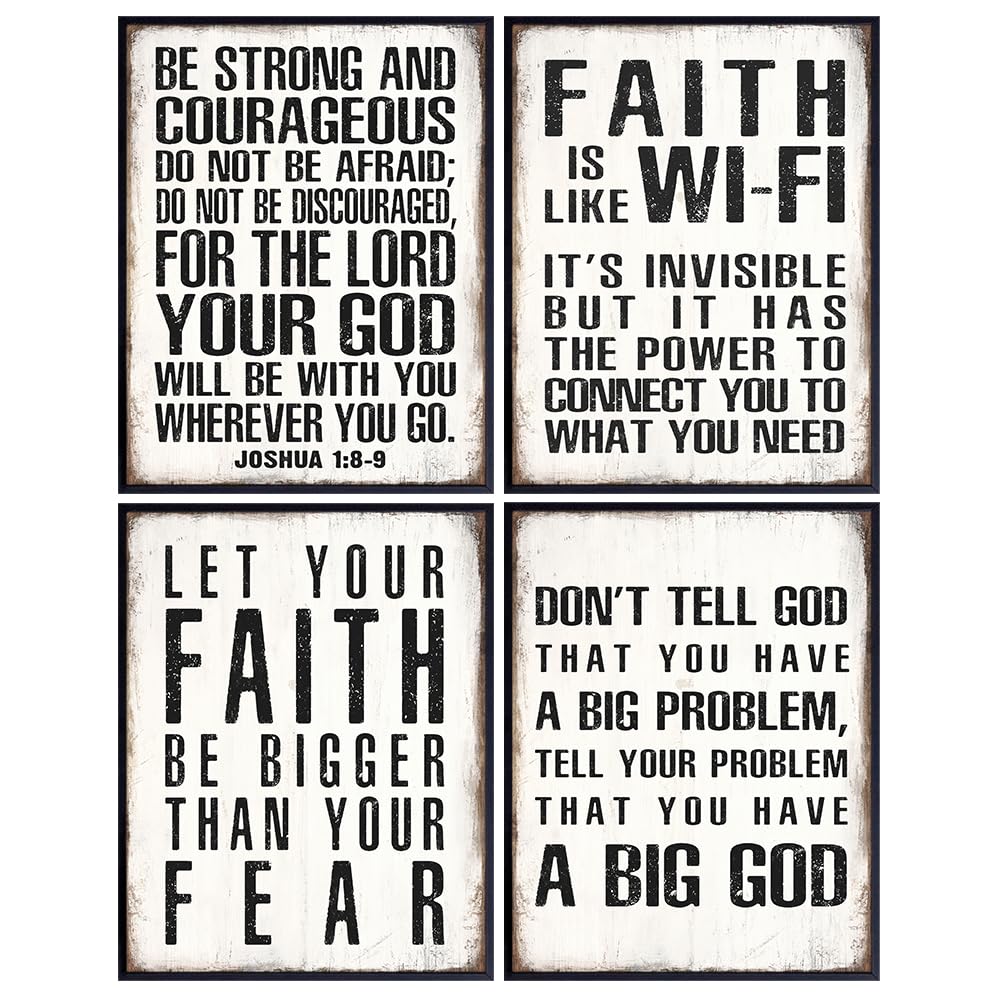 spiritual Religious Scripture Wall Art - masculine Christianity - Christian Gifts for Men, Man cave Home Decor - Catholic Gift - Inspirational Motivational poster - God Wall Decor - Faith Wall Décor
