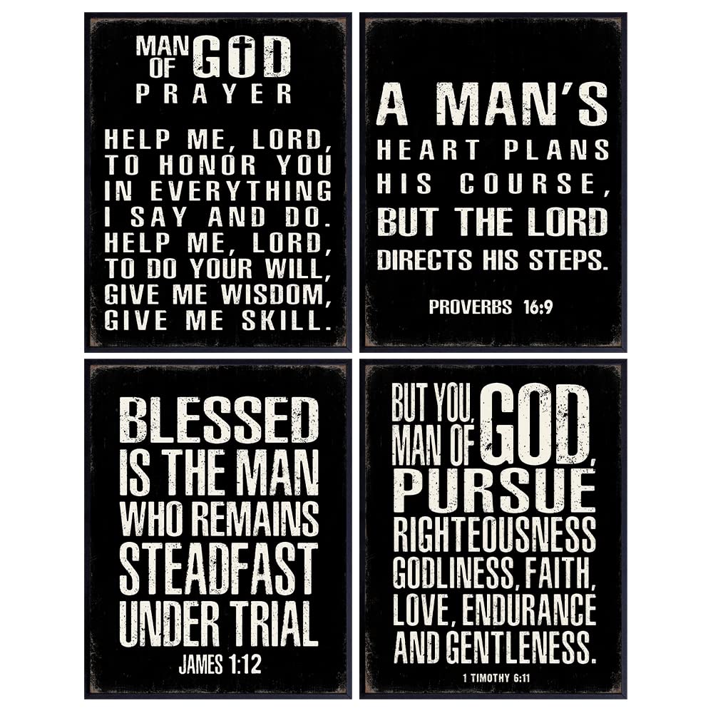 Religious Wall Art - Christian Gifts for Men - Christian Wall Decor - Motivational Quotes Scripture Wall Decor - Man cave Decor - Inspirational Wall Art - Positive Quotes Wall Decor - God Wall Art