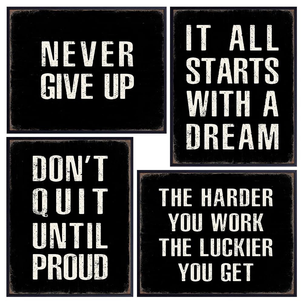 Home Office Wall Decor for Men - Motivational poster Set - Motivational quote - Man cave Decor - Inspirational Wall Art - Entrepreneur positive Quotes Wall Decor - Home Gym Decor - Encouragement Gifts