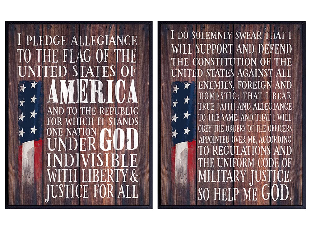 American Wall Decor - Flag Wall Decor - Patriotic Gifts for USMC, Marine Corps, Navy, Army, Air Force, US Military Veterans - Sign Plaque - Rustic Wall Art - Living Room, Home Office Decor - Unframed