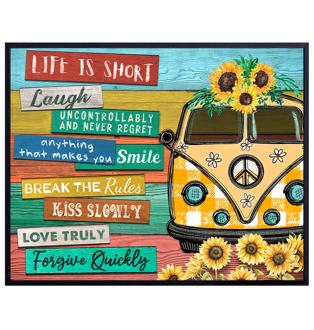 Hippie Wall Art - Hippie Room Decor - Boho Wall Decor - Positive 60&